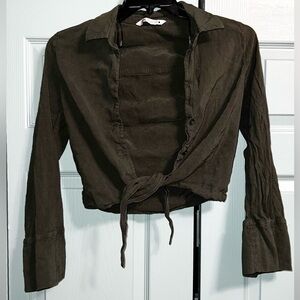 Zara Dark Olive Crop Top